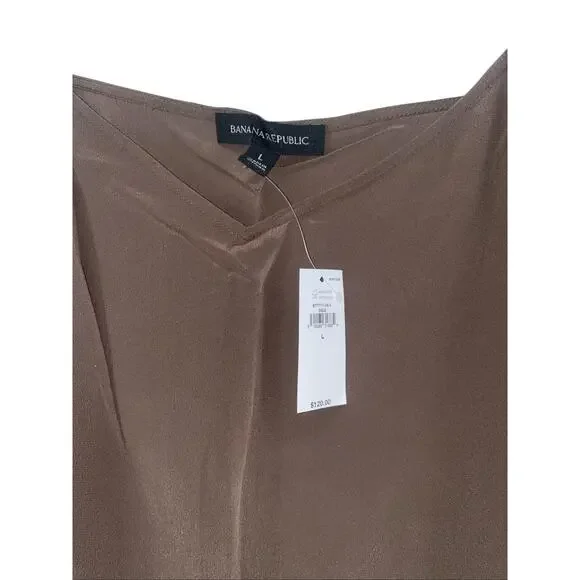 Lot Of 2: NWT Banana Republic Intimates 100% Silk Light / Dark Brown Slips L - Picture 7 of 9